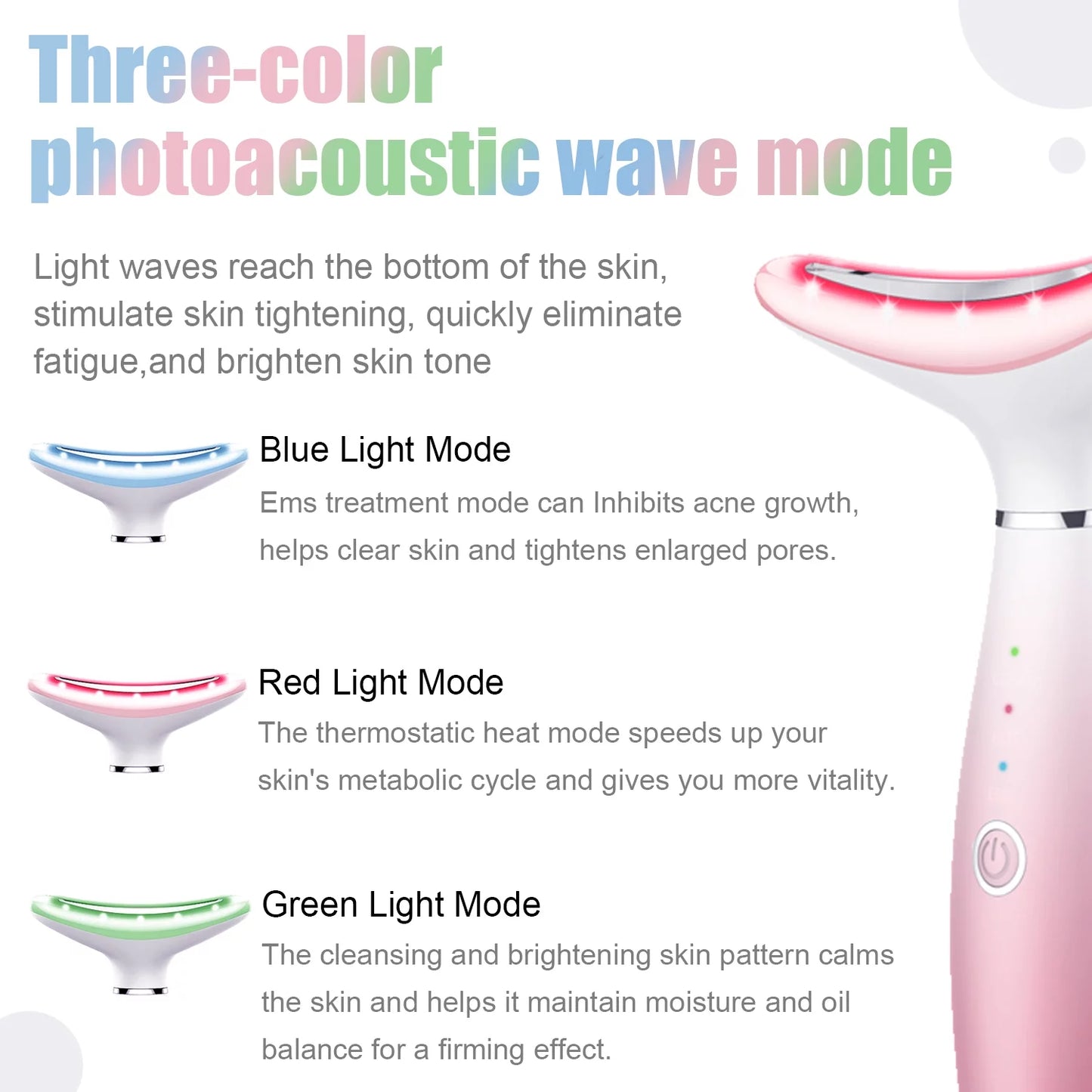 Revitalizing Skin Rejuvenation Device - Triple Action LED, Thermal & Vibration Technology for Youthful Lifting & Tightening (Pink)
