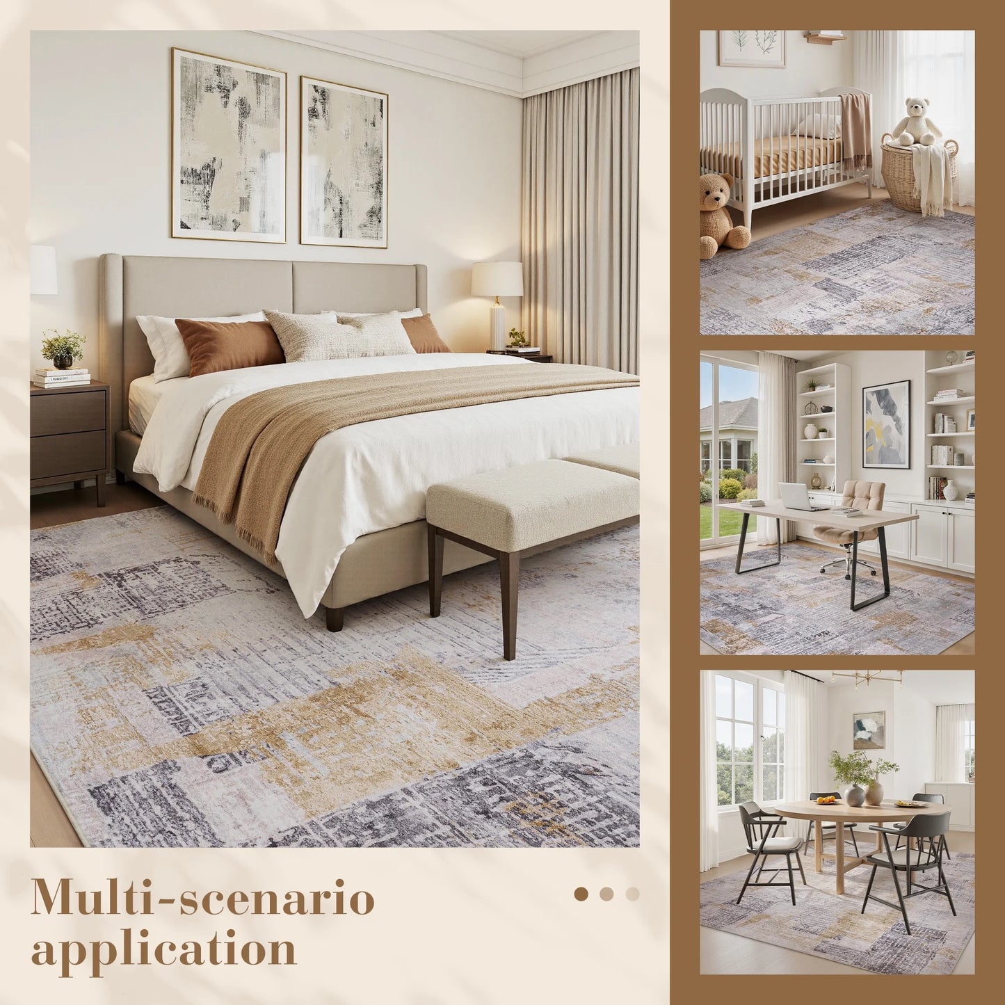 8'X10' Area Rug Abstract Washable Rugs for Living Room Bedroom Carpet Soft Modern Indoor Rug Taupe Gray