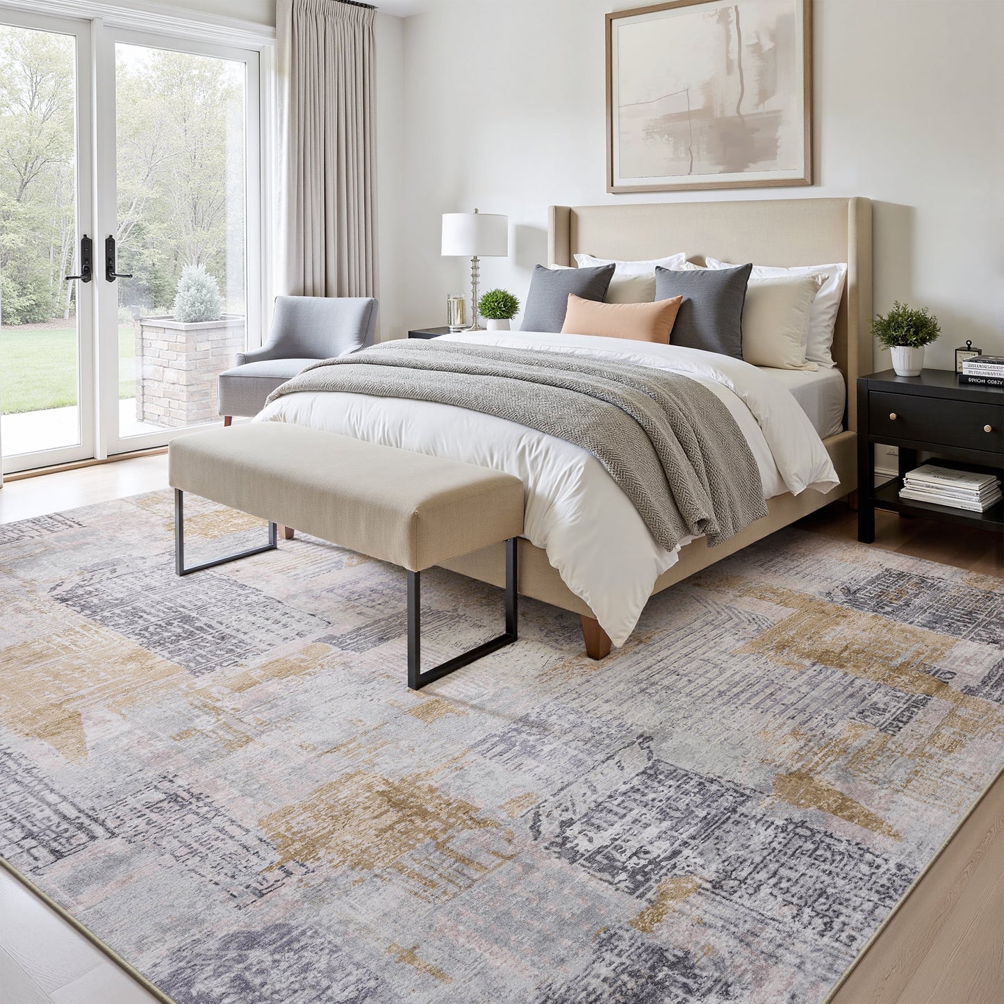 8'X10' Area Rug Abstract Washable Rugs for Living Room Bedroom Carpet Soft Modern Indoor Rug Taupe Gray