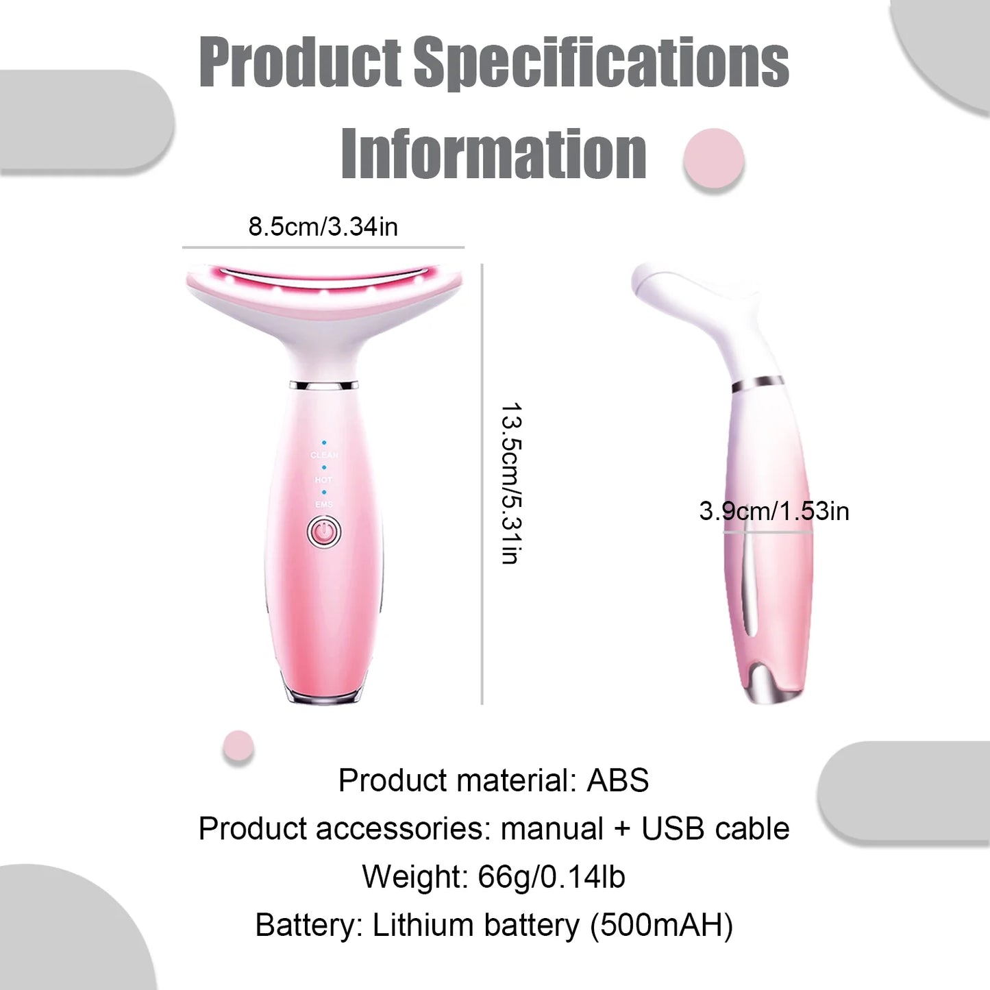 Revitalizing Skin Rejuvenation Device - Triple Action LED, Thermal & Vibration Technology for Youthful Lifting & Tightening (Pink)