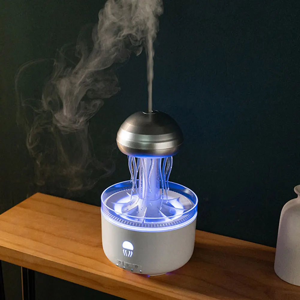 Jellyfish Humidifier Raindrop Aroma Essential Oil Diffuser with 7 Color Lights Remote Control Home Aroma Diffuser Night Light