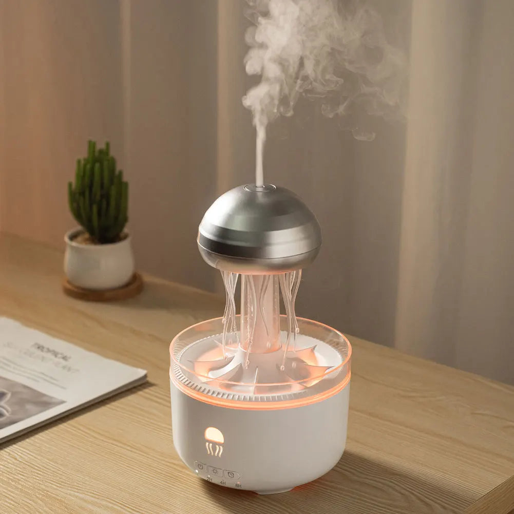 Jellyfish Humidifier Raindrop Aroma Essential Oil Diffuser with 7 Color Lights Remote Control Home Aroma Diffuser Night Light