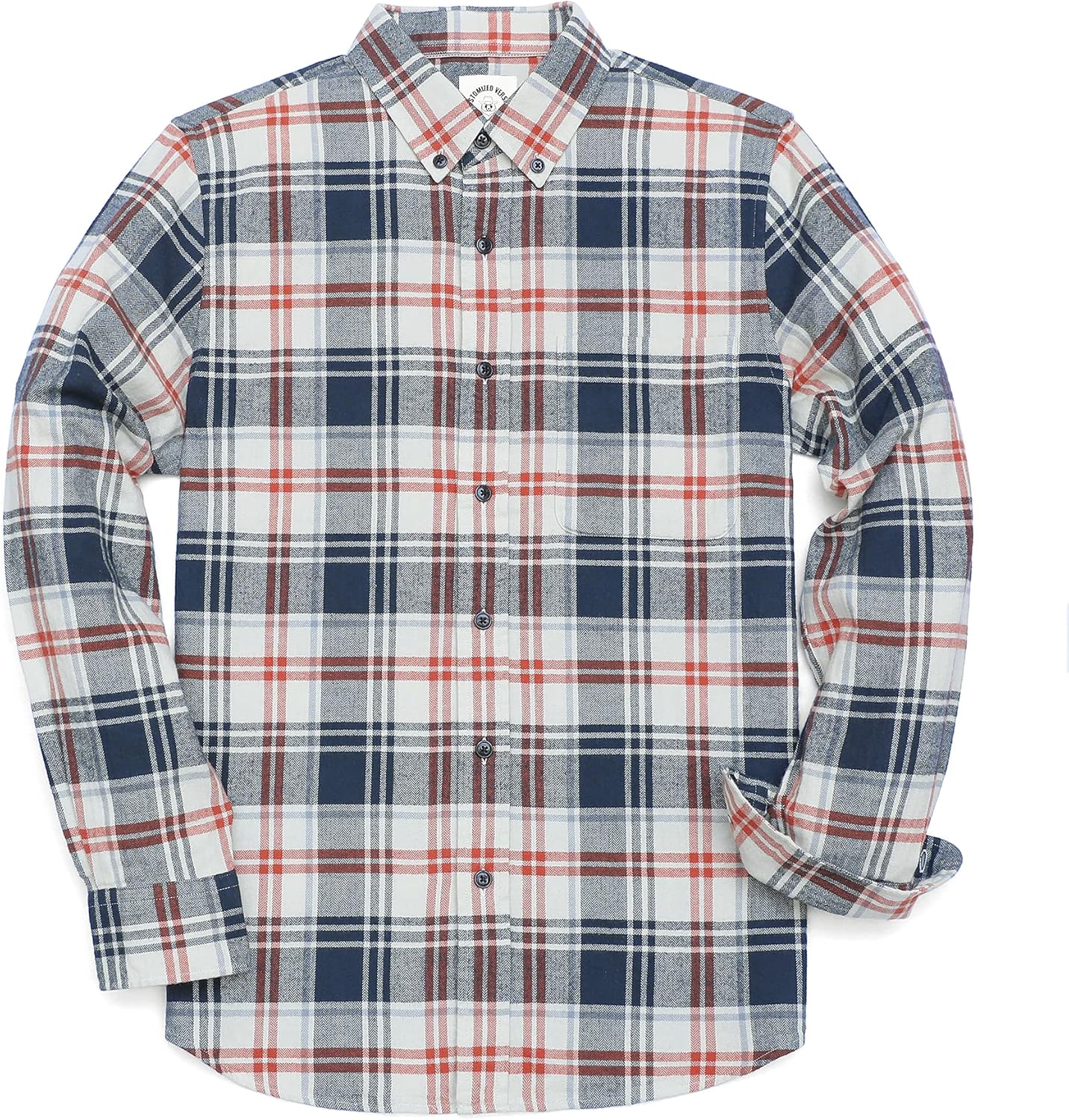 Dubinik® Men's Casual Flannel Shirt - Lightweight Cotton Plaid Long Sleeve Button Down Workwear
