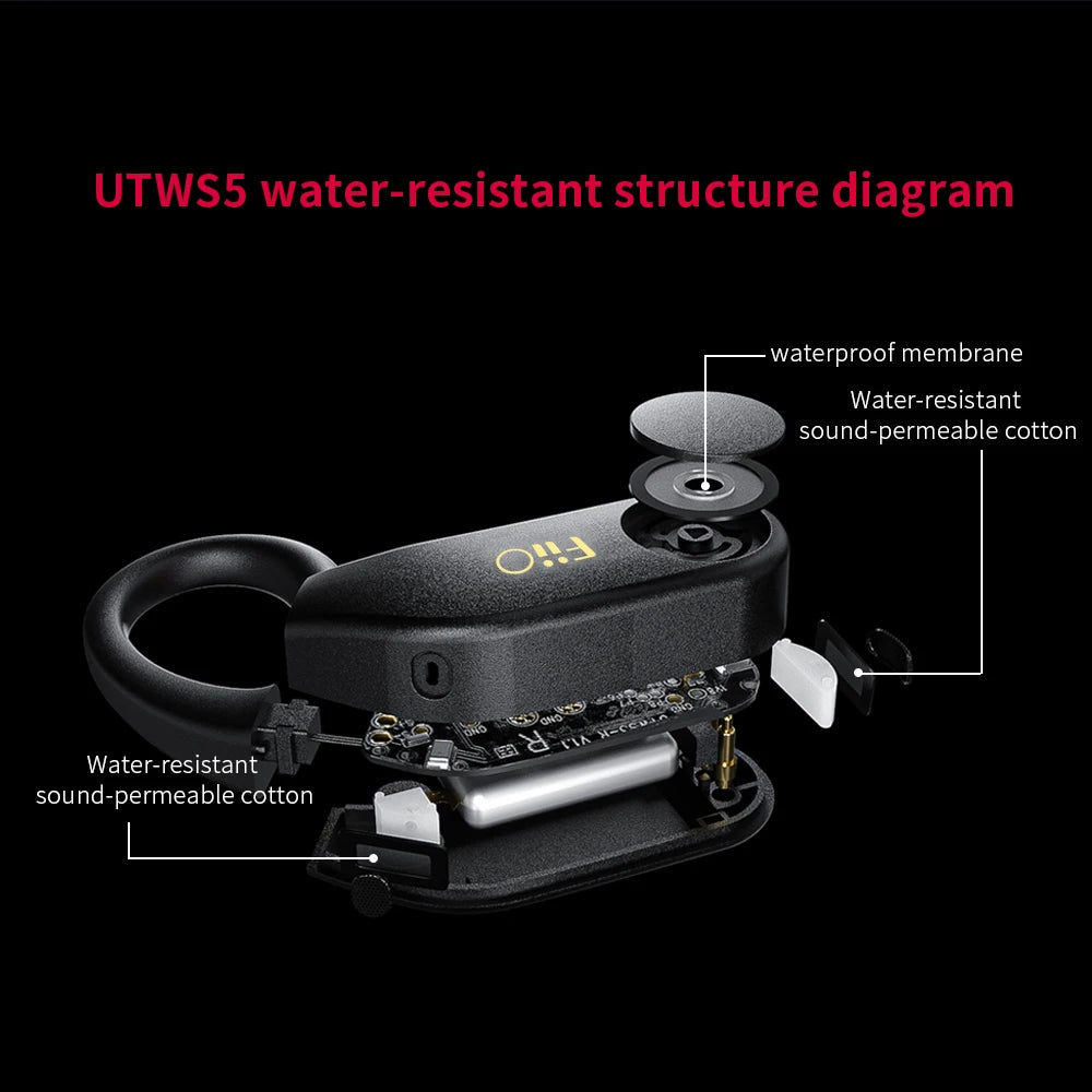 FiiO Refurbished UTWS5 old version Wireless Bluetooth 5.2 Amplifier aptX MMCX Connector with 30 Hours Wireless Charging Case