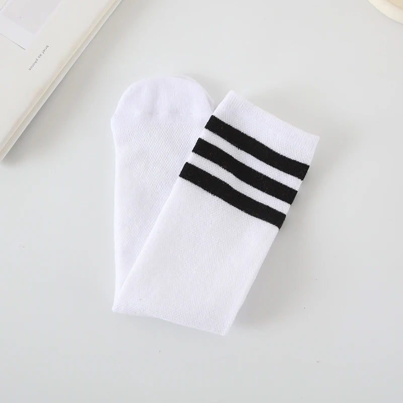 Spring summer socks for children girls mesh breathable striped cute mid-tube stockings student over the knee high long socks
