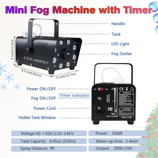Mini Disco Fog Machine with Timer Wireless Smoke Generator