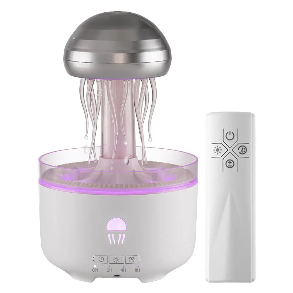 Jellyfish Humidifier Raindrop Aroma Essential Oil Diffuser with 7 Color Lights Remote Control Home Aroma Diffuser Night Light