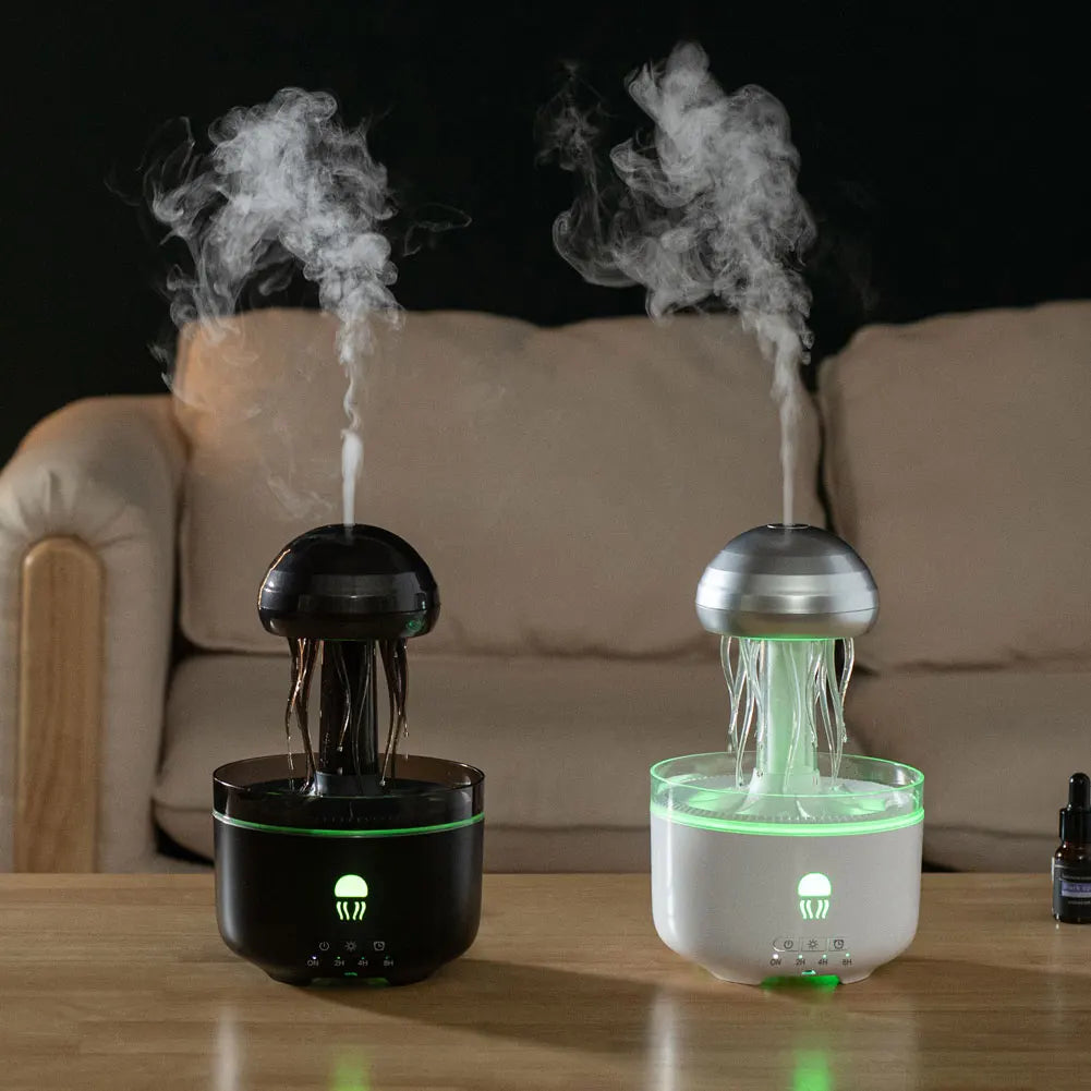 Jellyfish Humidifier Raindrop Aroma Essential Oil Diffuser with 7 Color Lights Remote Control Home Aroma Diffuser Night Light