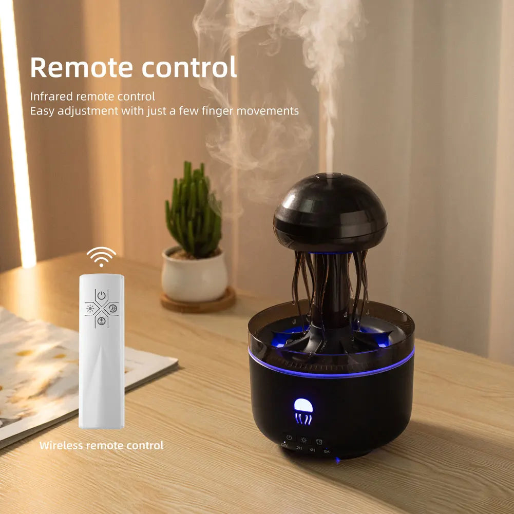 Jellyfish Humidifier Raindrop Aroma Essential Oil Diffuser with 7 Color Lights Remote Control Home Aroma Diffuser Night Light