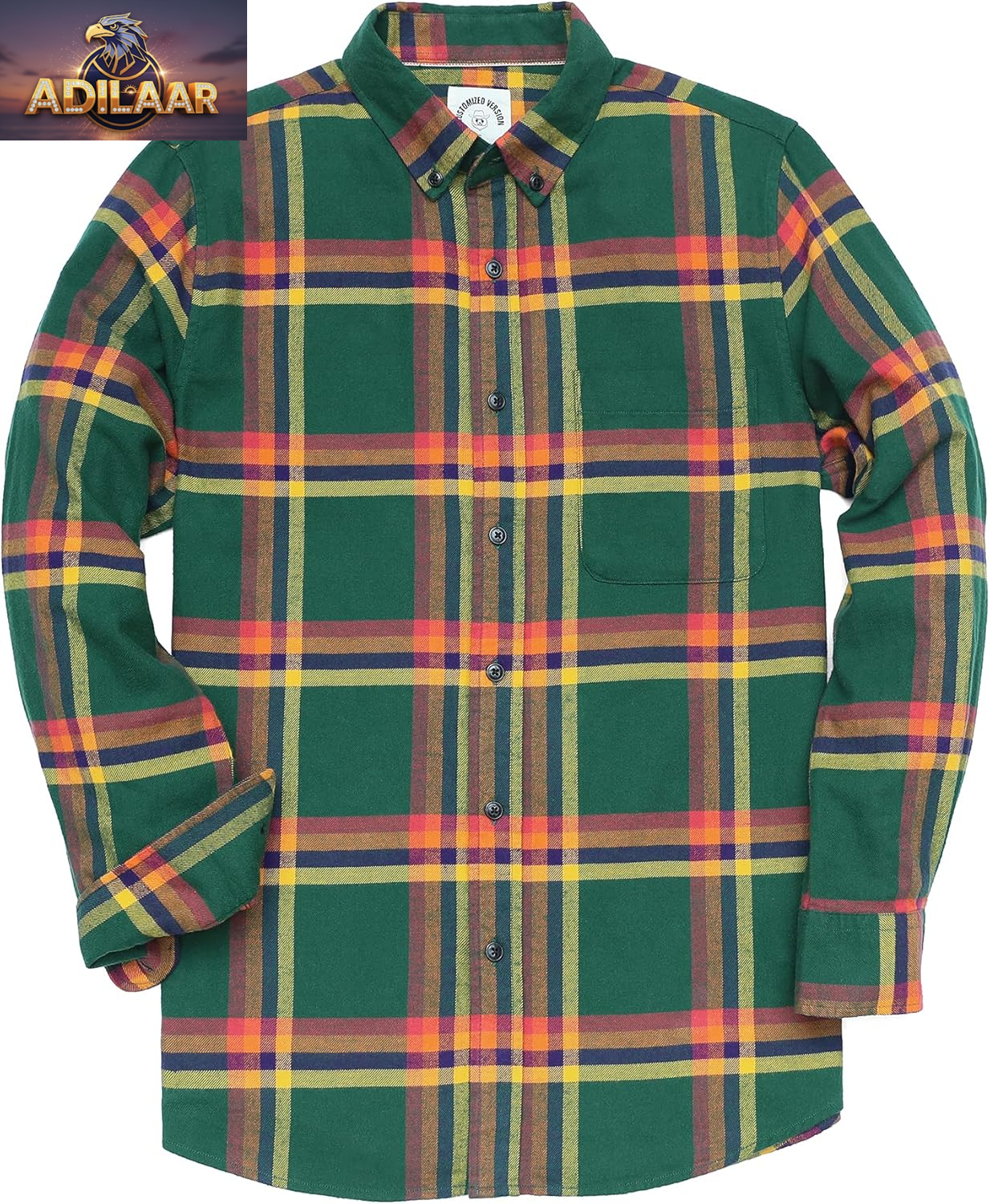Dubinik® Men's Lightweight Cotton Flannel Shirt - Casual Long Sleeve Button Down Plaid Design