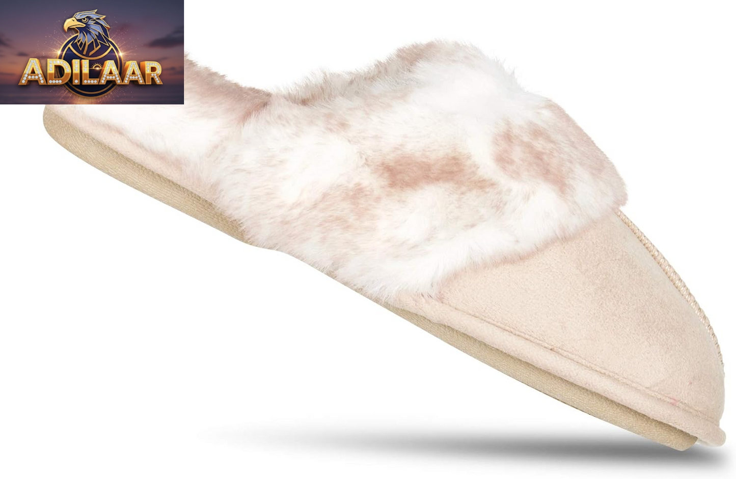 Jessica Simpson Women's Faux Fur Memory Foam House Slippers with Anti-Skid Sole
