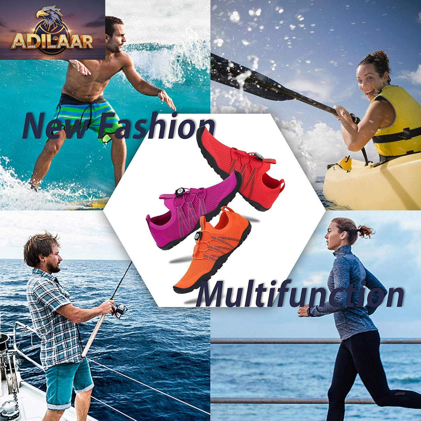 Mishansha Unisex Quick-Dry Aqua Shoes - Barefoot Beach Footwear for Surfing and Yoga, Sizes 4.5-15 for Women / 3-13.5 for Men