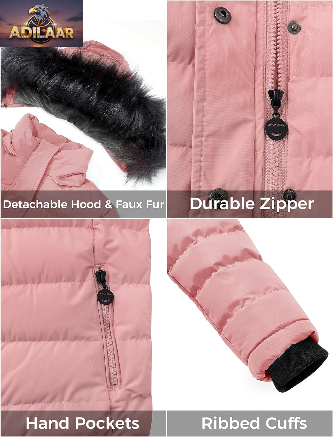 ZSHOW Girls' Hooded Winter Puffer Jacket with Soft Fleece Lining