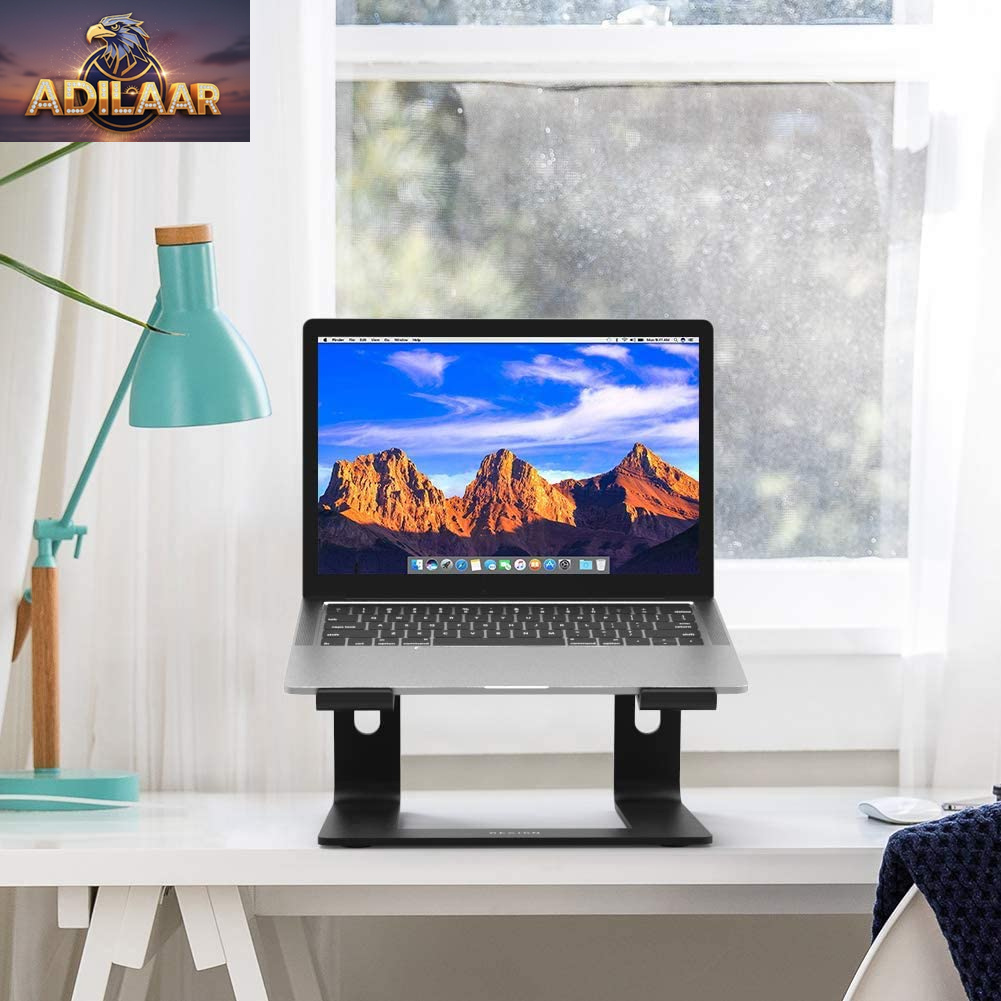 BESIGN LS03 Aluminum Laptop Stand, Ergonomic Detachable Computer Stand, Riser Holder Notebook Stand Compatible with Air, Pro, Dell, HP, Lenovo More 10-15.6" Laptops, Black