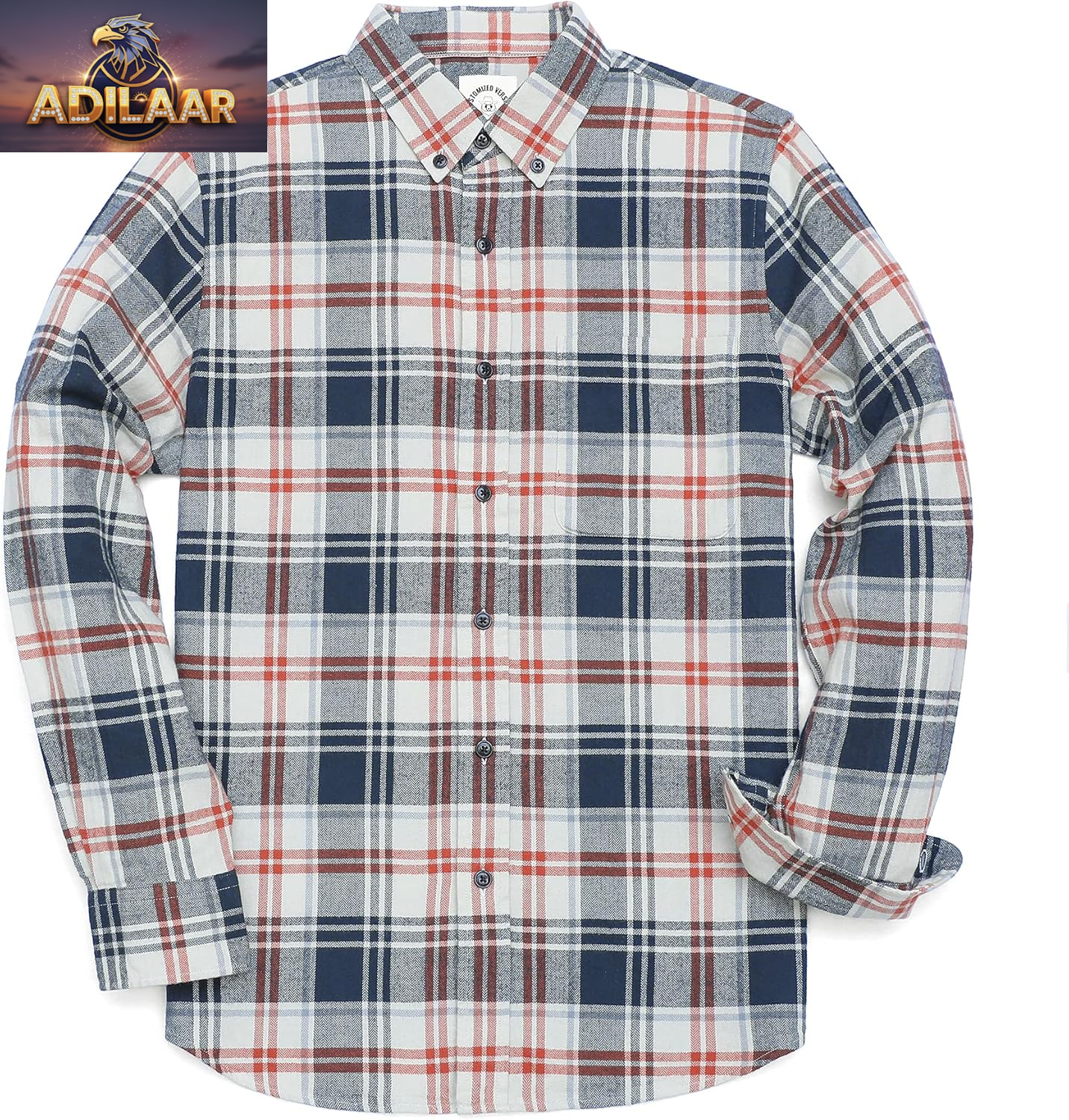 Dubinik® Men's Casual Flannel Shirt - Lightweight Cotton Plaid Long Sleeve Button Down Workwear