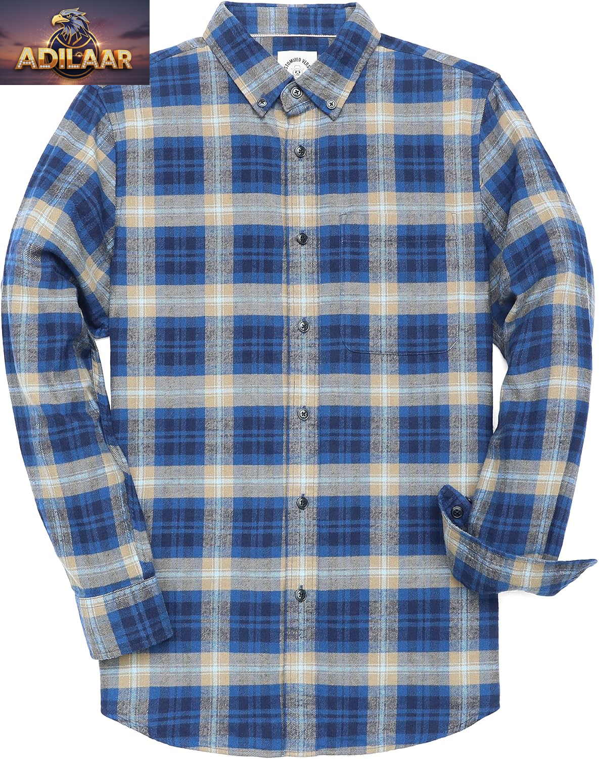 Dubinik® Men's Lightweight Flannel Shirt - Casual Button-Down Long Sleeve Plaid Top made from Soft All-Cotton Fabric