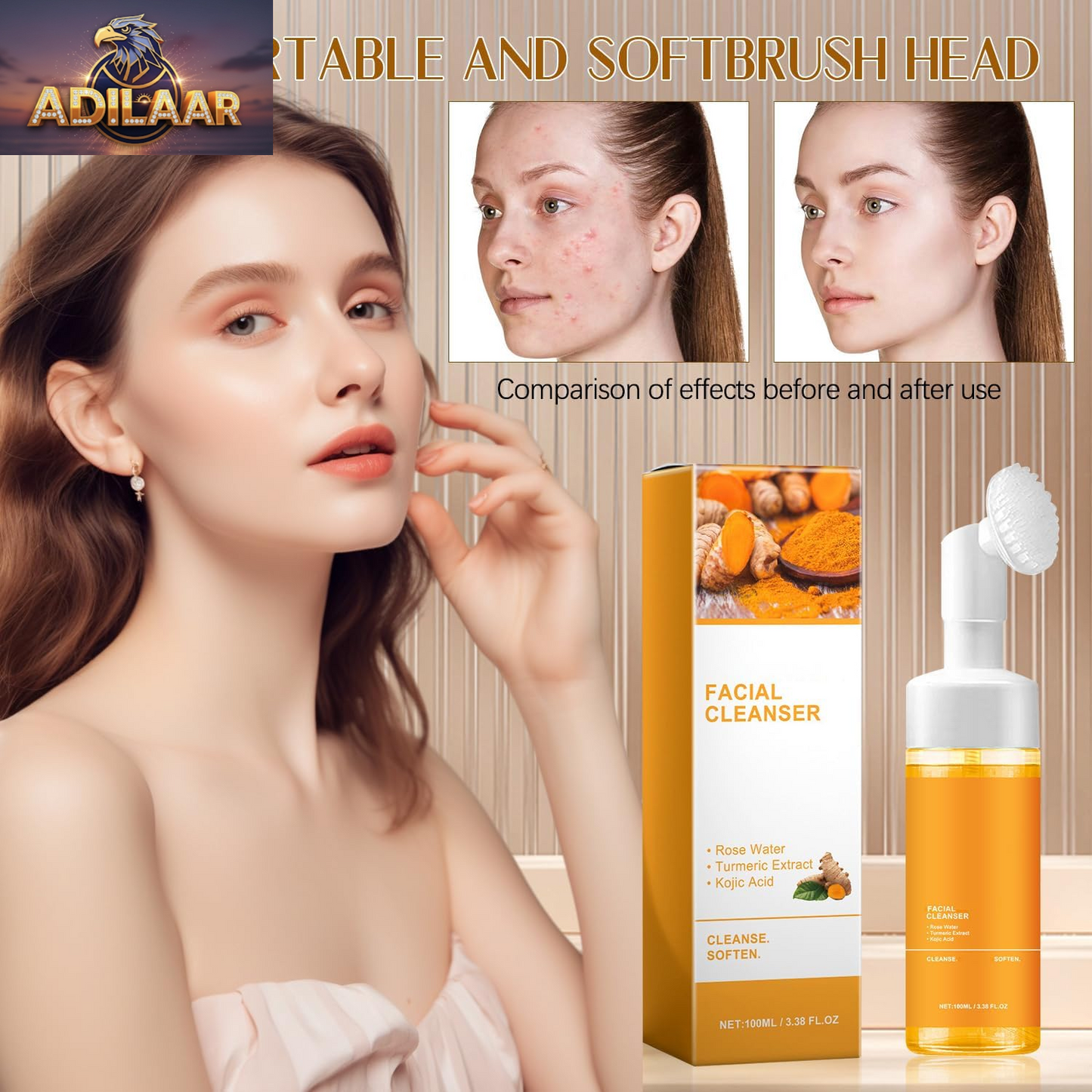 Turmeric Foaming Facial Cleanser for All Skin Types - 3.38 Oz