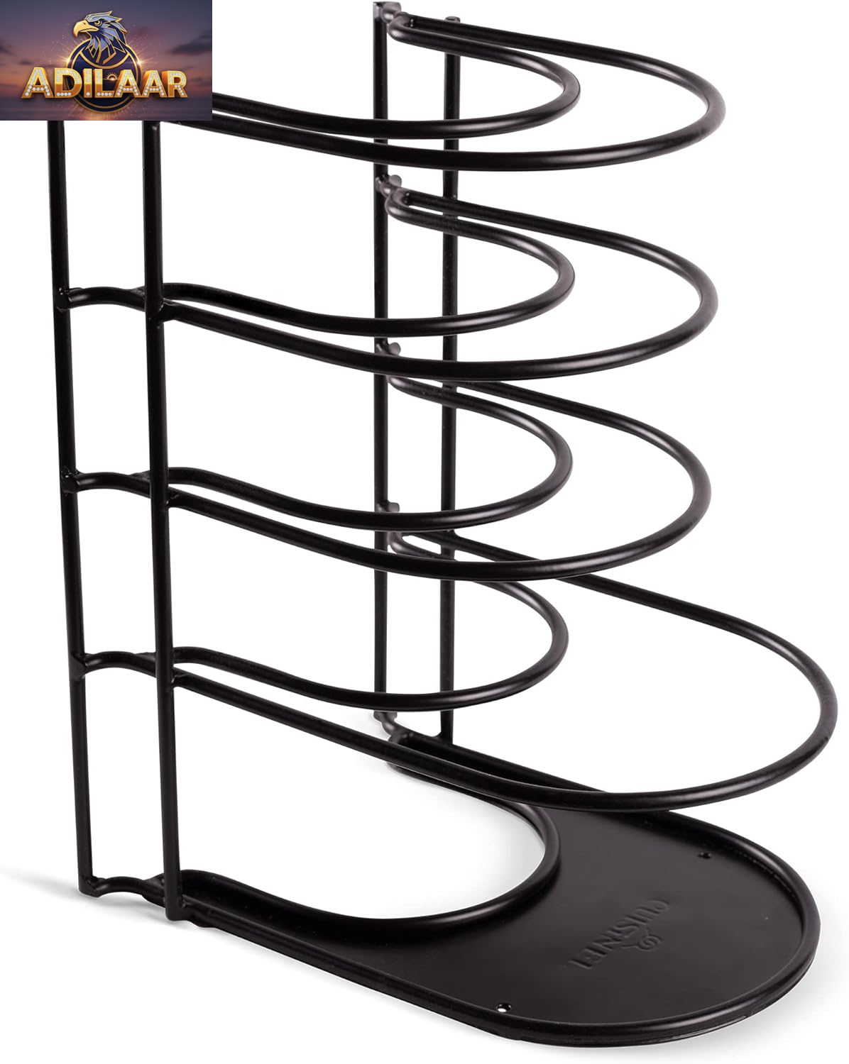 Cuisinel Heavy Duty Pots and Pans Organizer - Extra Large 5-Tier Rack - Holds Cast Iron Skillets, Dutch Oven - Durable Construction - Space Saving Kitchen Storage - No Assembly Required - Black 15.4"