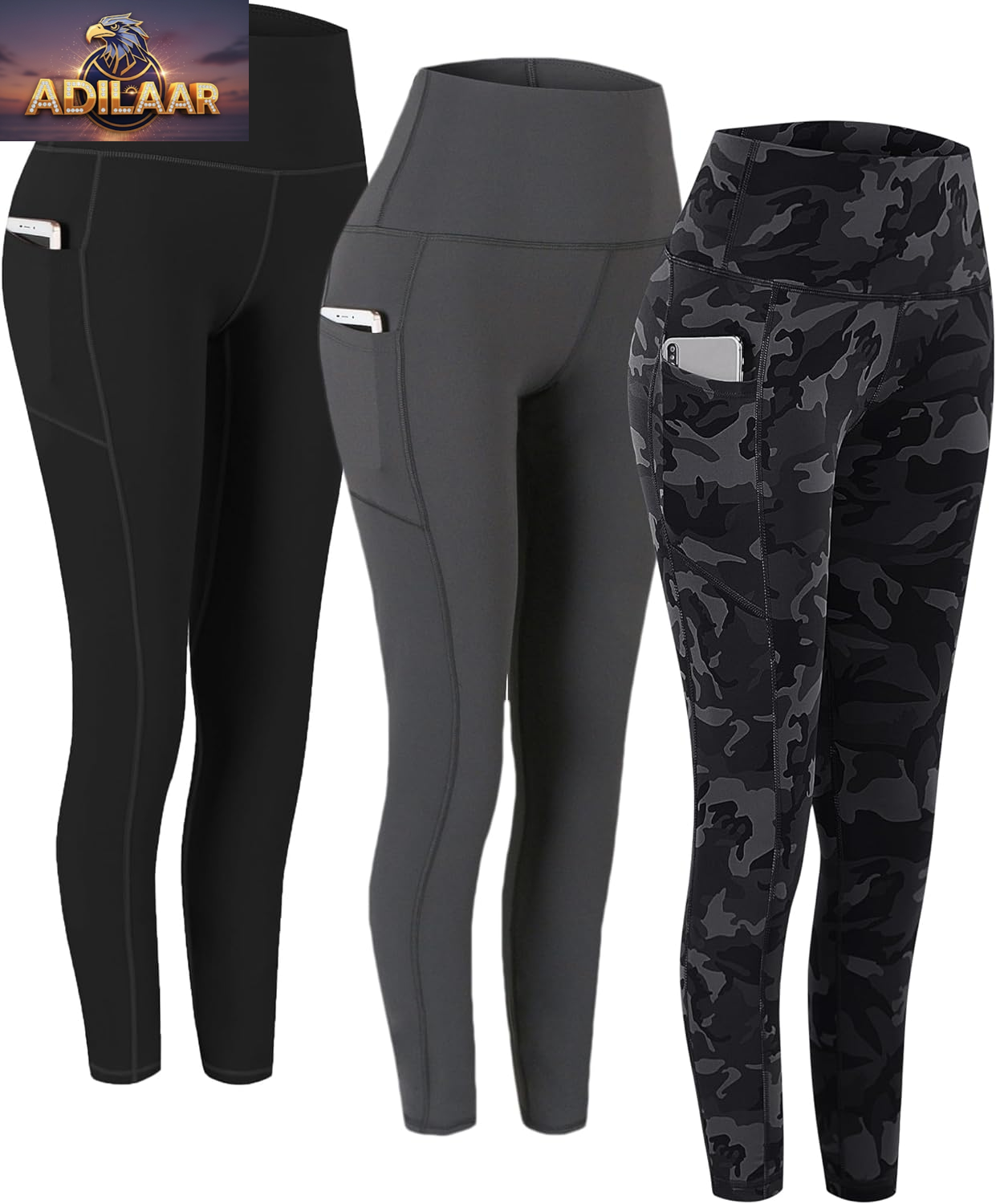 Fengbay Women's High Waist Yoga Pants with Pockets - Tummy Control Workout and Running Leggings (2 Pack)