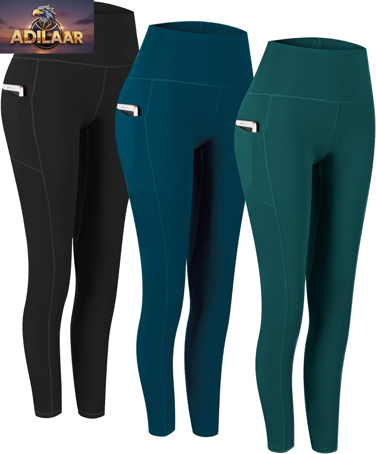 Fengbay Women's High Waist Yoga Pants with Pockets - Tummy Control Leggings for Workout and Running (2-Pack)