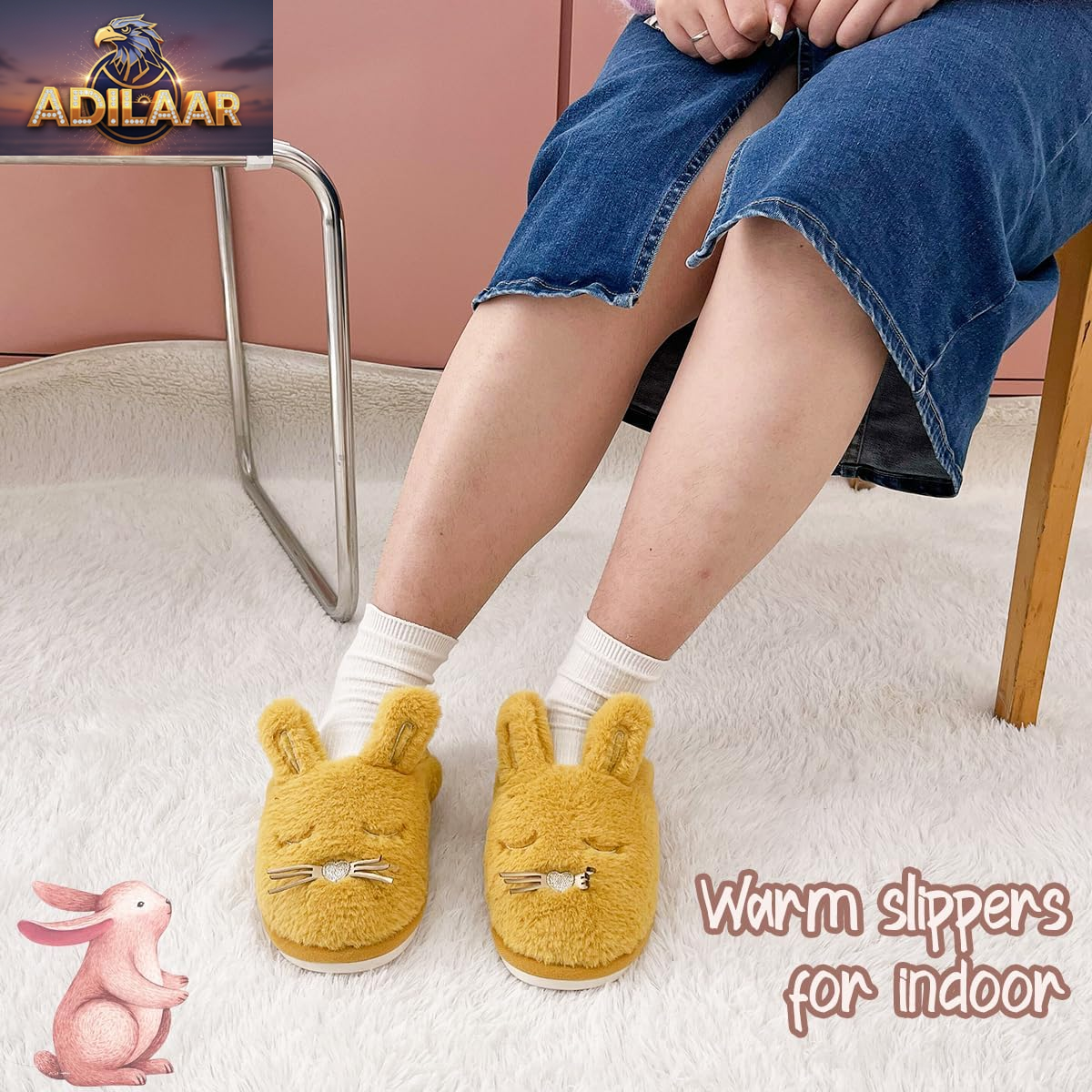 Women's Caramella Bubble Bunny Slippers - Fuzzy Cute Animal Design with Memory Foam for Indoor and Outdoor Use
