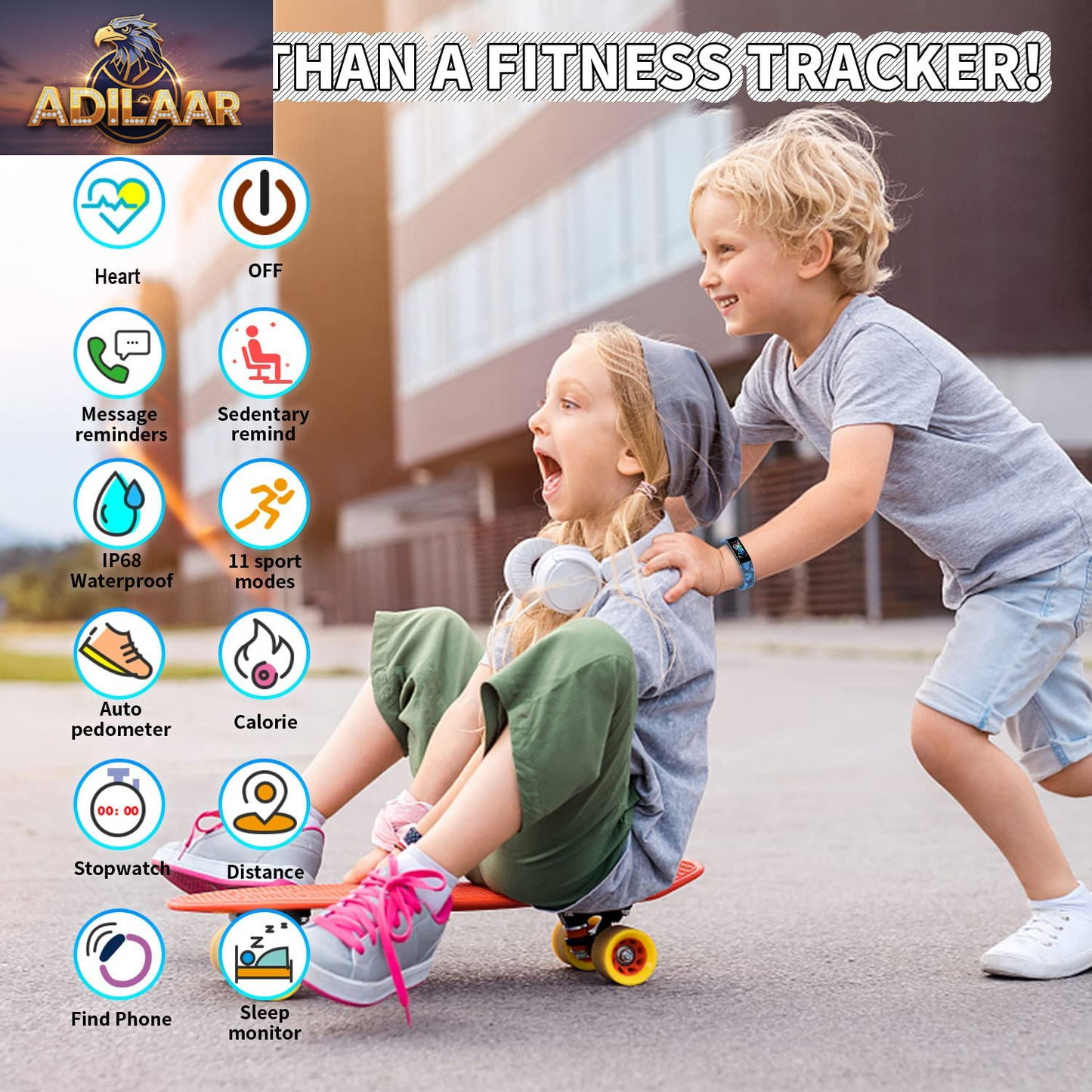 Kids Watch Fitness Tracker, Fitness Watches for Kids, Activity Tracker with Pedometers, Stopwatch, IP68 Waterproof, 11 Sport Modes Smart Watch for Kids Age 6-16 Years Old