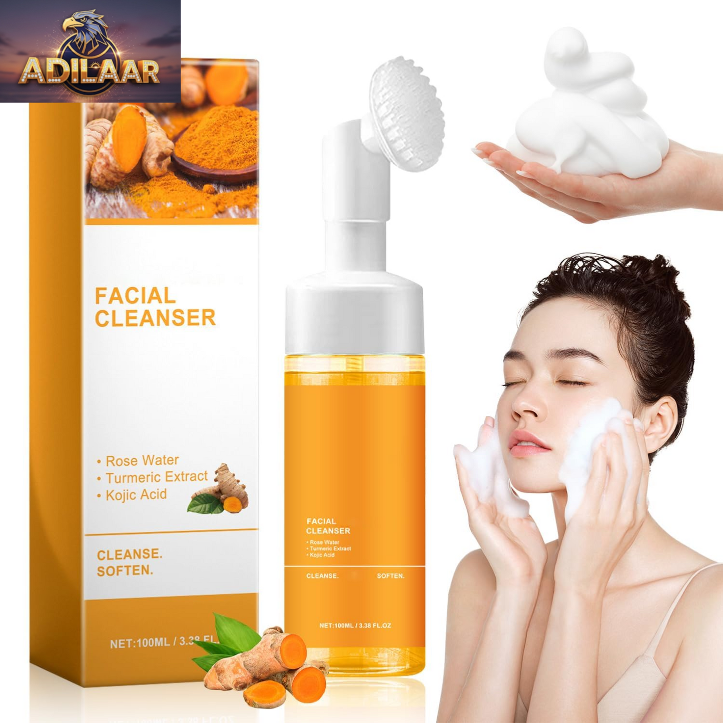 Turmeric Foaming Facial Cleanser for All Skin Types - 3.38 Oz