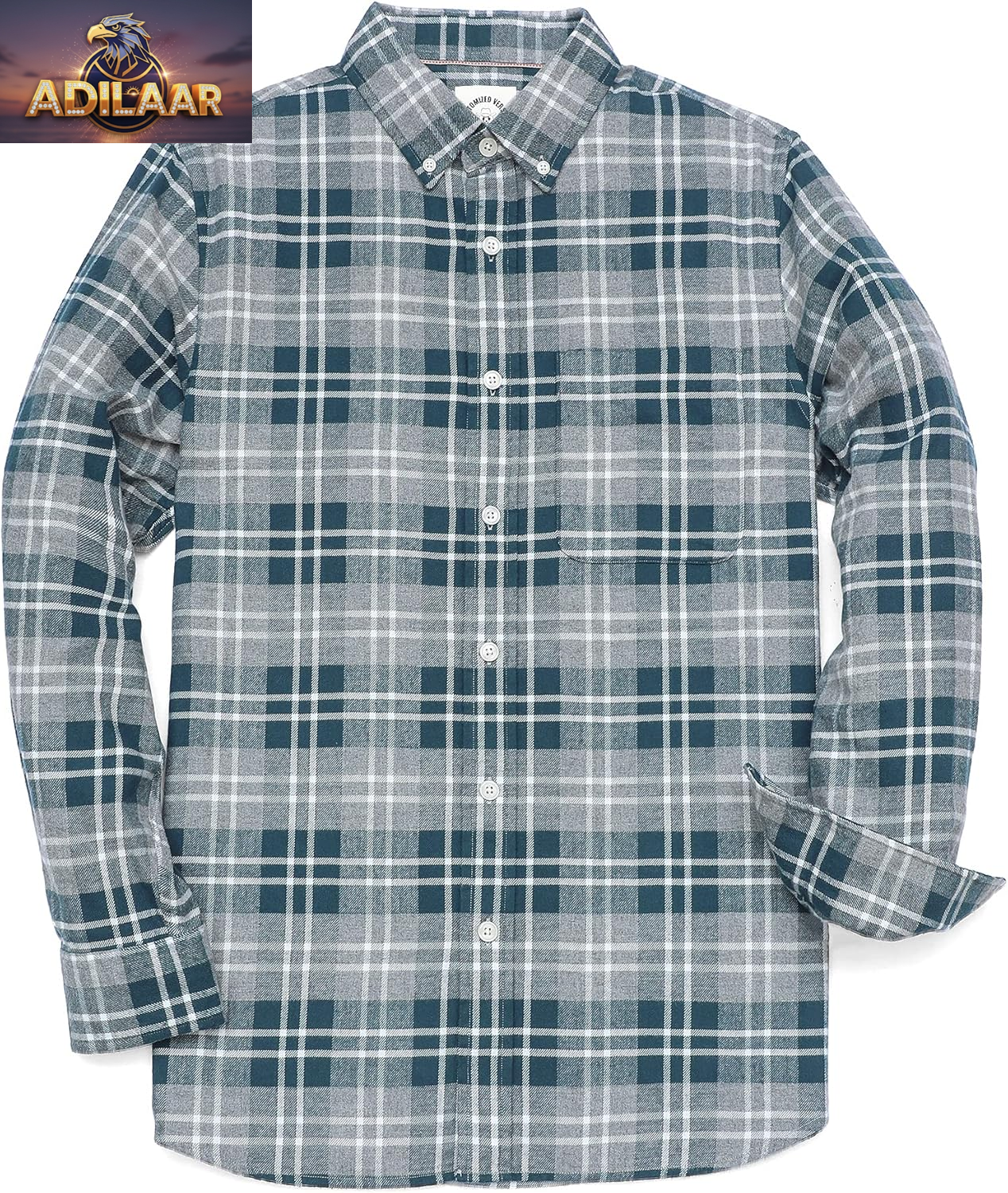 Dubinik® Men's Lightweight Cotton Flannel Shirt - Casual Long Sleeve Plaid Button-Down Workwear