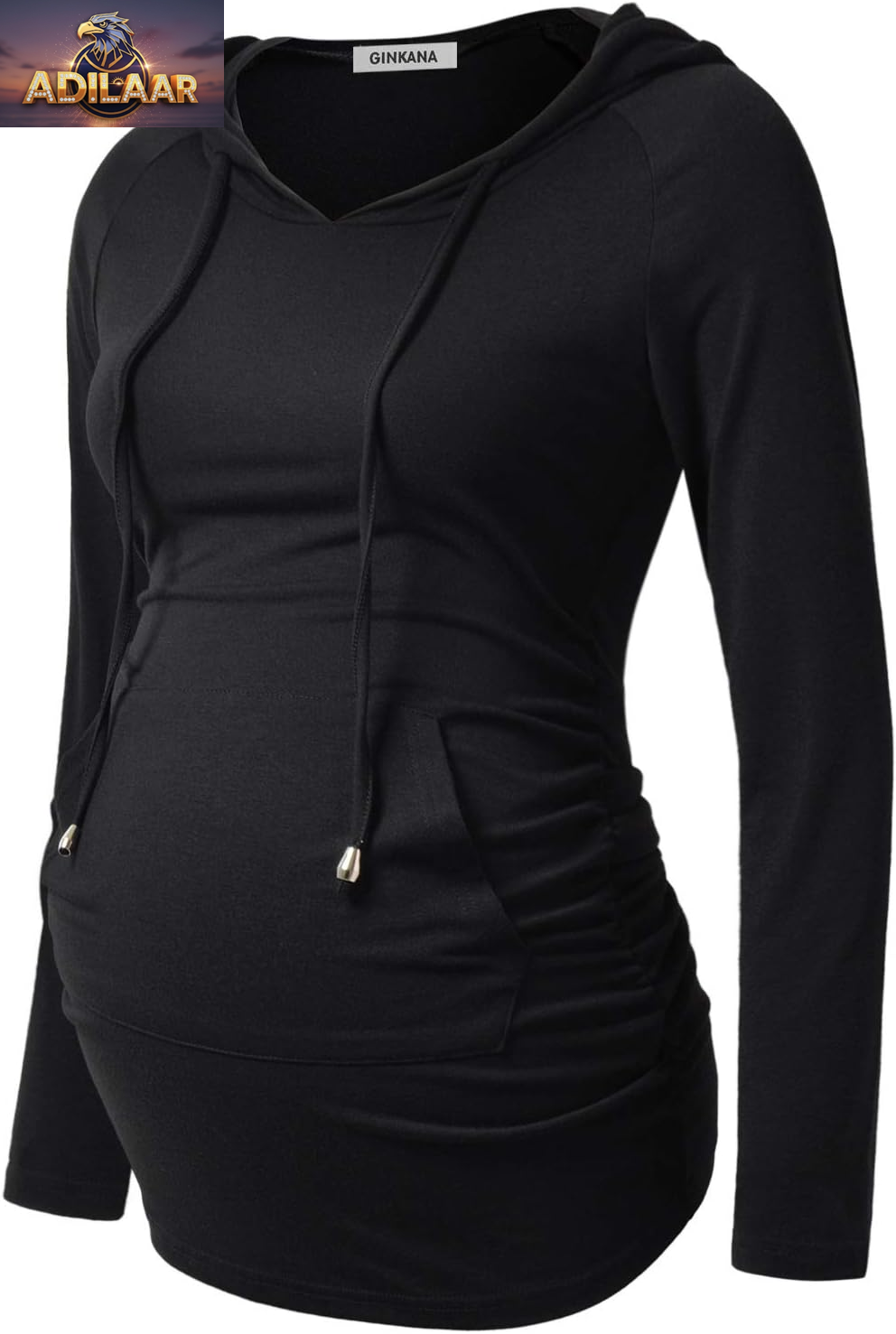 GINKANA Women's Long Sleeve Maternity Hoodie - Casual Pregnancy Top and Sweatshirt