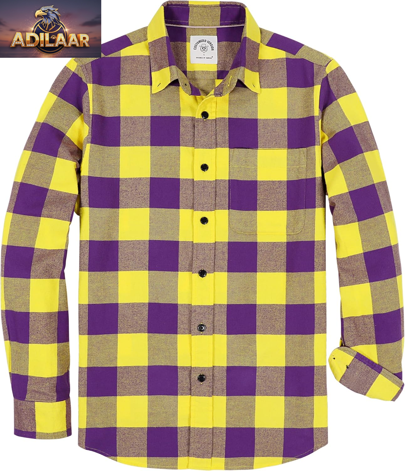 Dubinik® Men's Casual Flannel Shirt - Lightweight All-Cotton Plaid Long Sleeve Button-Down Work Shirt