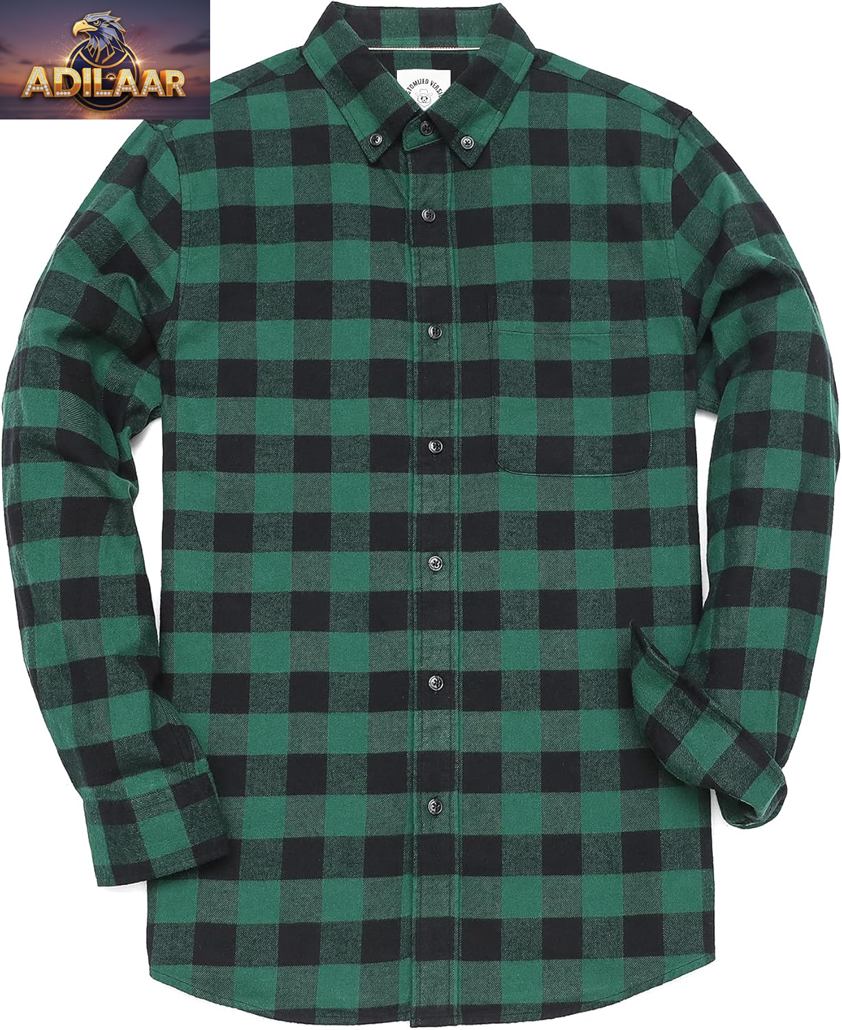 Dubinik® Men's Casual Flannel Shirt - Lightweight All Cotton Plaid Button-Down with Long Sleeves