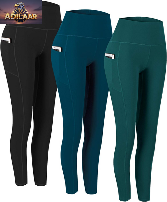 Fengbay Women's High Waist Yoga Pants with Pockets - Tummy Control Leggings for Workout and Running (2-Pack)