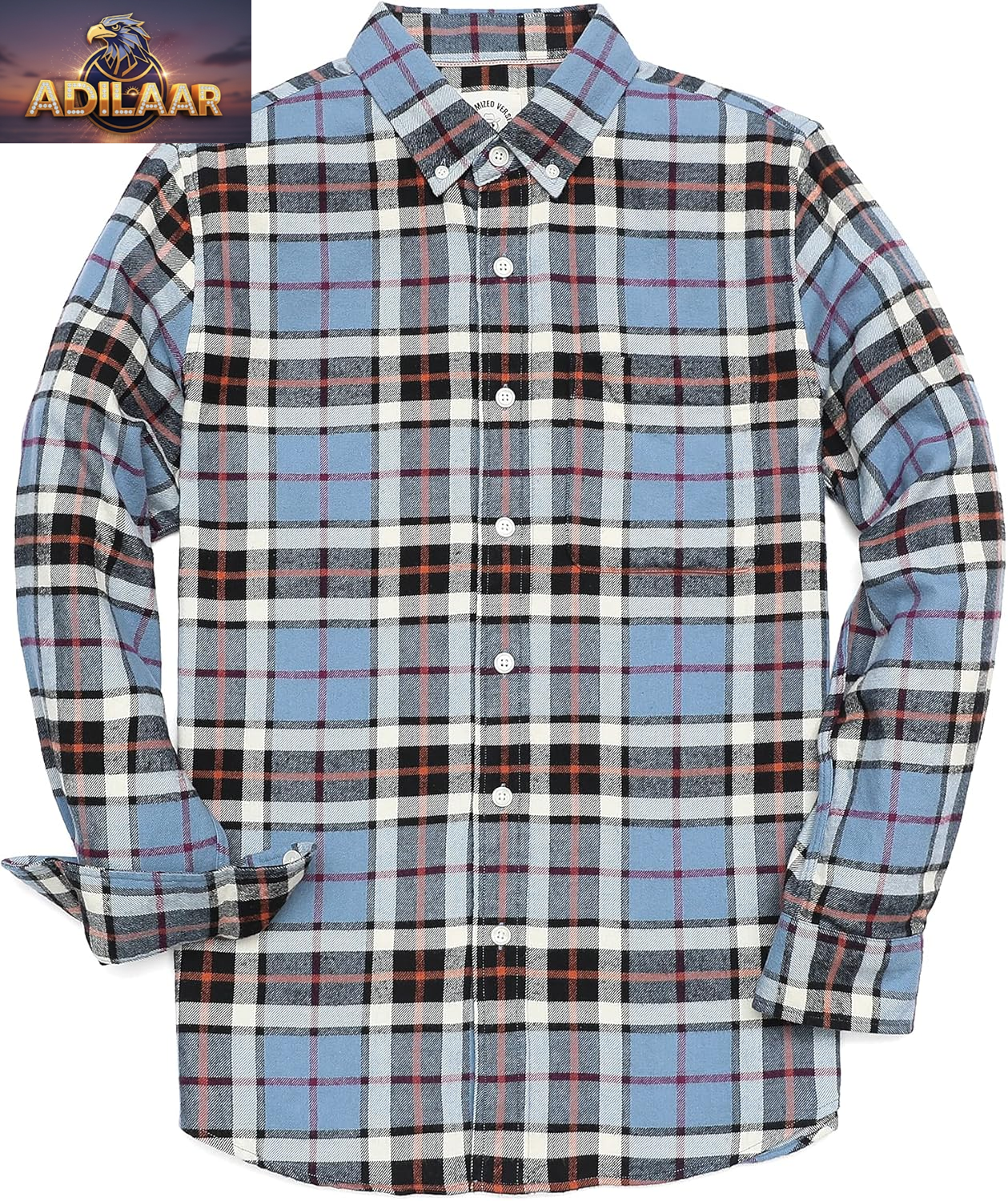 Dubinik® Men's Casual Flannel Shirt - Lightweight All-Cotton Plaid Button-Down with Long Sleeves