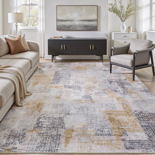 8'X10' Area Rug Abstract Washable Rugs for Living Room Bedroom Carpet Soft Modern Indoor Rug Taupe Gray
