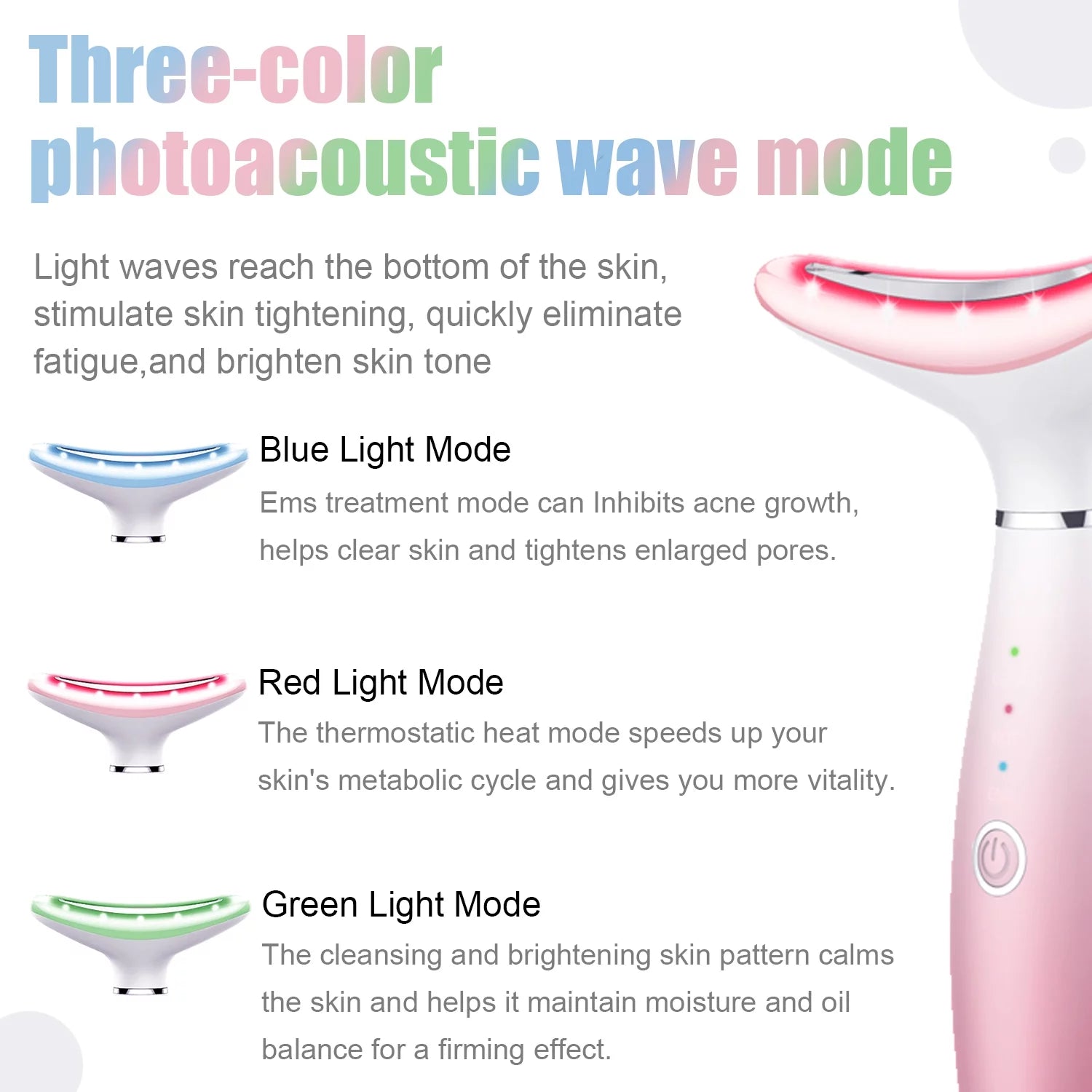 Revitalizing Skin Rejuvenation Device - Triple Action LED, Thermal & Vibration Technology for Youthful Lifting & Tightening (Pink)