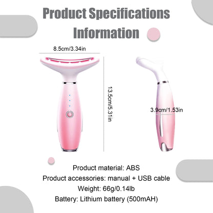 Revitalizing Skin Rejuvenation Device - Triple Action LED, Thermal & Vibration Technology for Youthful Lifting & Tightening (Pink)