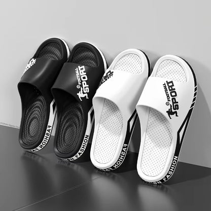 2025 New Men'S Slippers Summer PVC Men'S Soft Slippers Outdoor Sports Thick anti Slip Cool Slippers Beach Bathroom Home Sandals