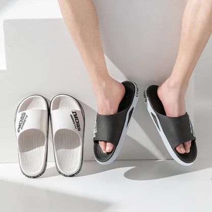 2025 New Men'S Slippers Summer PVC Men'S Soft Slippers Outdoor Sports Thick anti Slip Cool Slippers Beach Bathroom Home Sandals