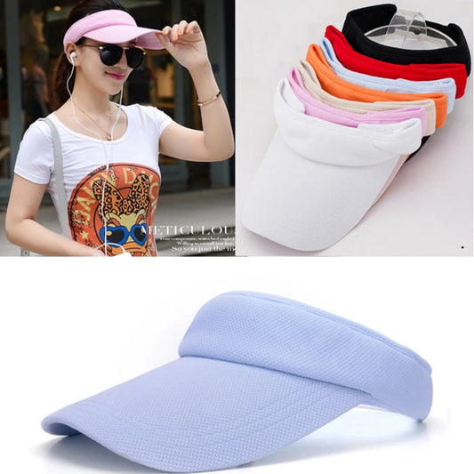 Summer Tennis Caps Sun Sports Visor Hat For Men Women Running Beach Baseball Caps Solid Color and striped golf hats Adjustable