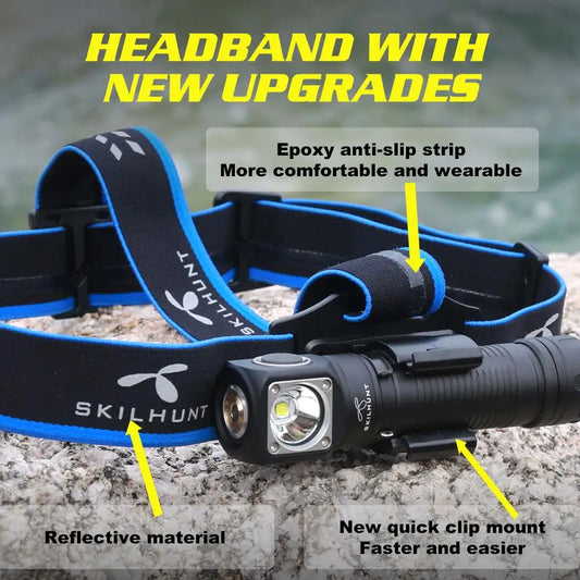 LED flashlight Hunting Camping + Headband Rechargeable