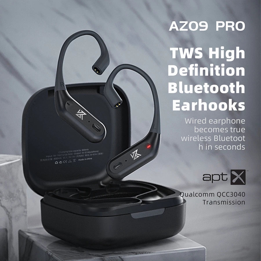 KZ AZ09 Pro Upgrade Wireless Headphones Bluetooth-compatible 5.2 Cable Wireless  Ear Hook B/C PIN Connector With Charging Case