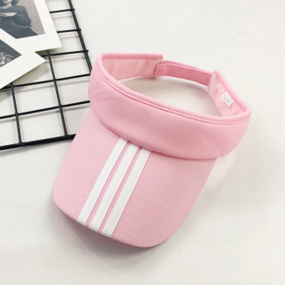 Summer Tennis Caps Sun Sports Visor Hat For Men Women Running Beach Baseball Caps Solid Color and striped golf hats Adjustable