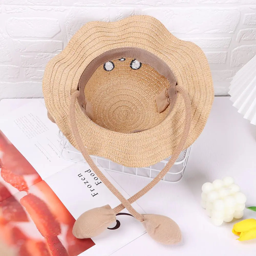 Summer Moving Ears Wide Brim Beach Hat Straw Hats Sun Hat Fisherman's Hat