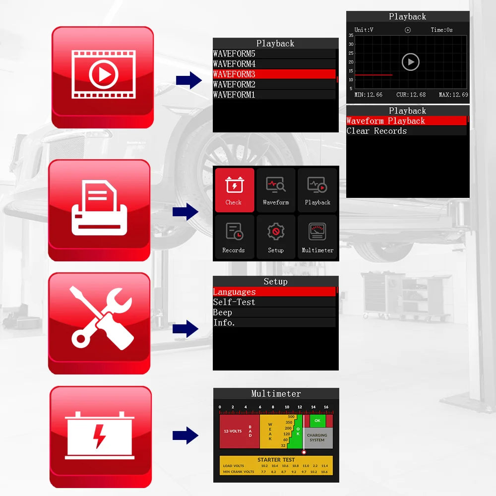 Car Battery Tester 6V 12V Automotive