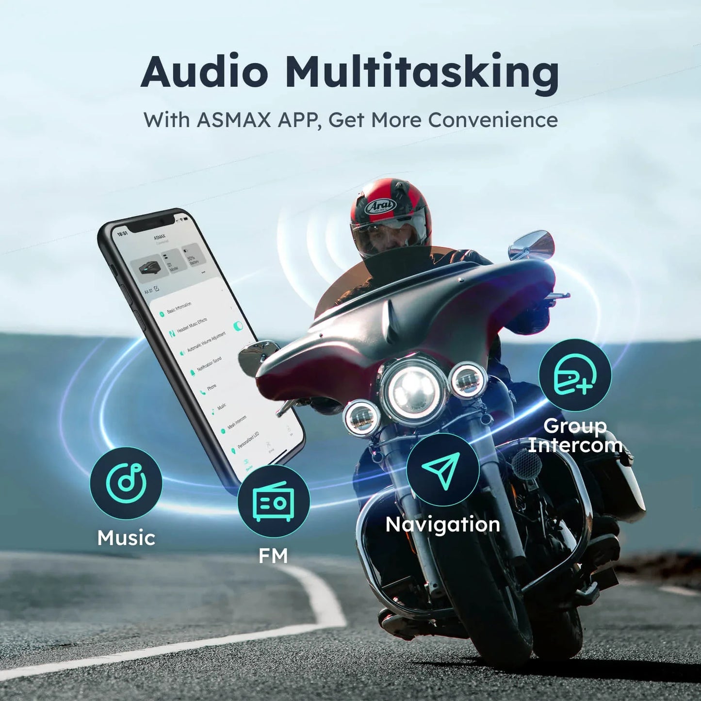 Headset Bluetooth Voice Control Motorcycle