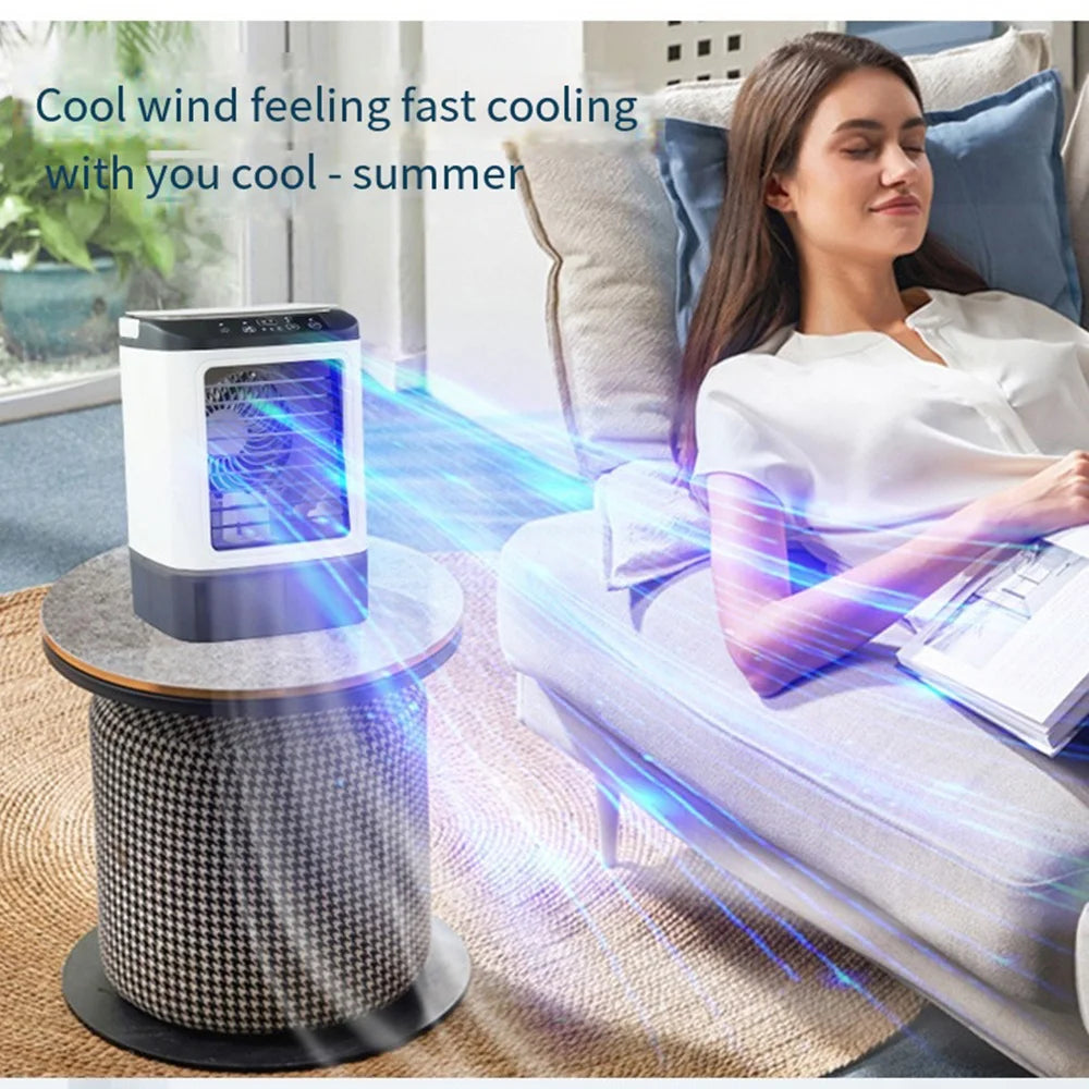 USB Portable Air Conditioner Fan Mini 3 Gears Home Desktop Cooling Fan LED Night Lamp Air Cooler for Room Office Camping 선풍기 선풍기