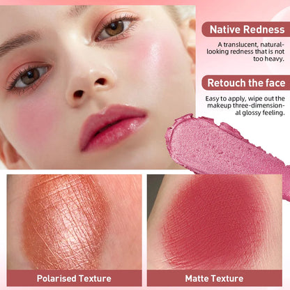 3-in-1 Cheek Blush Stick Lip Tinted Eyes Cheek Lips Brighten Cream Water-resistant Moisturizing Face Contouring Shadow Blusher