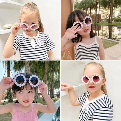 Cute Daisy Baby Sunglasses Fashion Outdoor Travel Beach UV Protection Glasses for Boy Girl 1-6 Years Kids Photography Props