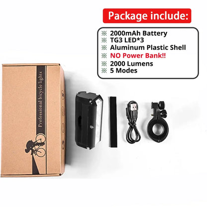 10000LM Bicycle Light Front Bike Light Waterproof 8000mah 5*P90 Flashlight USB Charging MTB Road Cycling Lamp Accessories