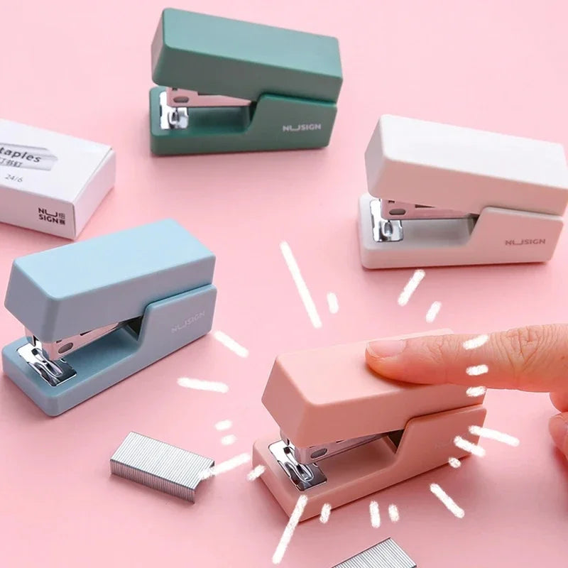 Mini Stapler Set Portable Color Paper Binding Machine Use 24/6 26/6 Staples Fashion Stationery Office Supplies
